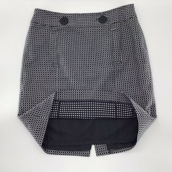 Ann Taylor Women's Skirt Black White Geometric Business Career Sz 10P Buttons‎ - Picture 3 of 8